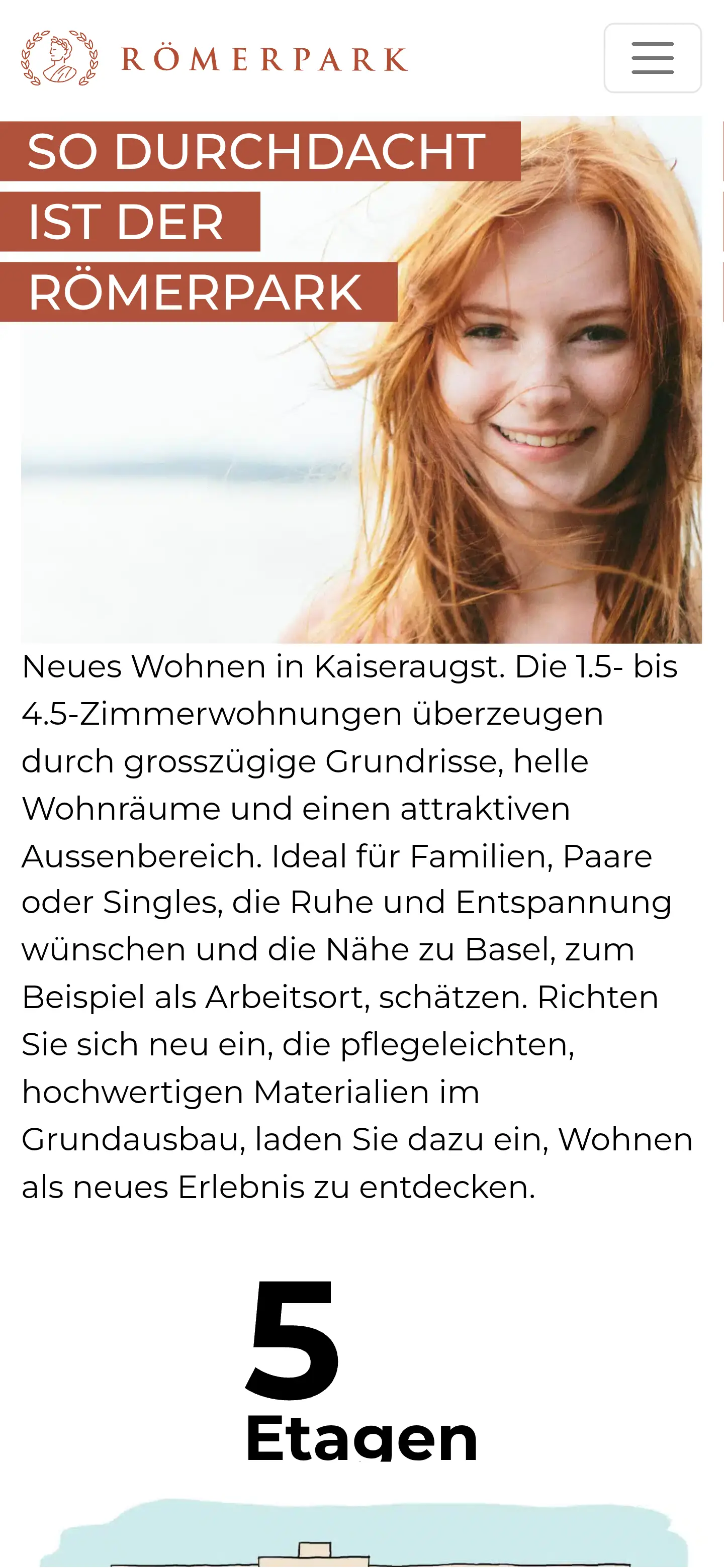 Römerpark website on a phone
