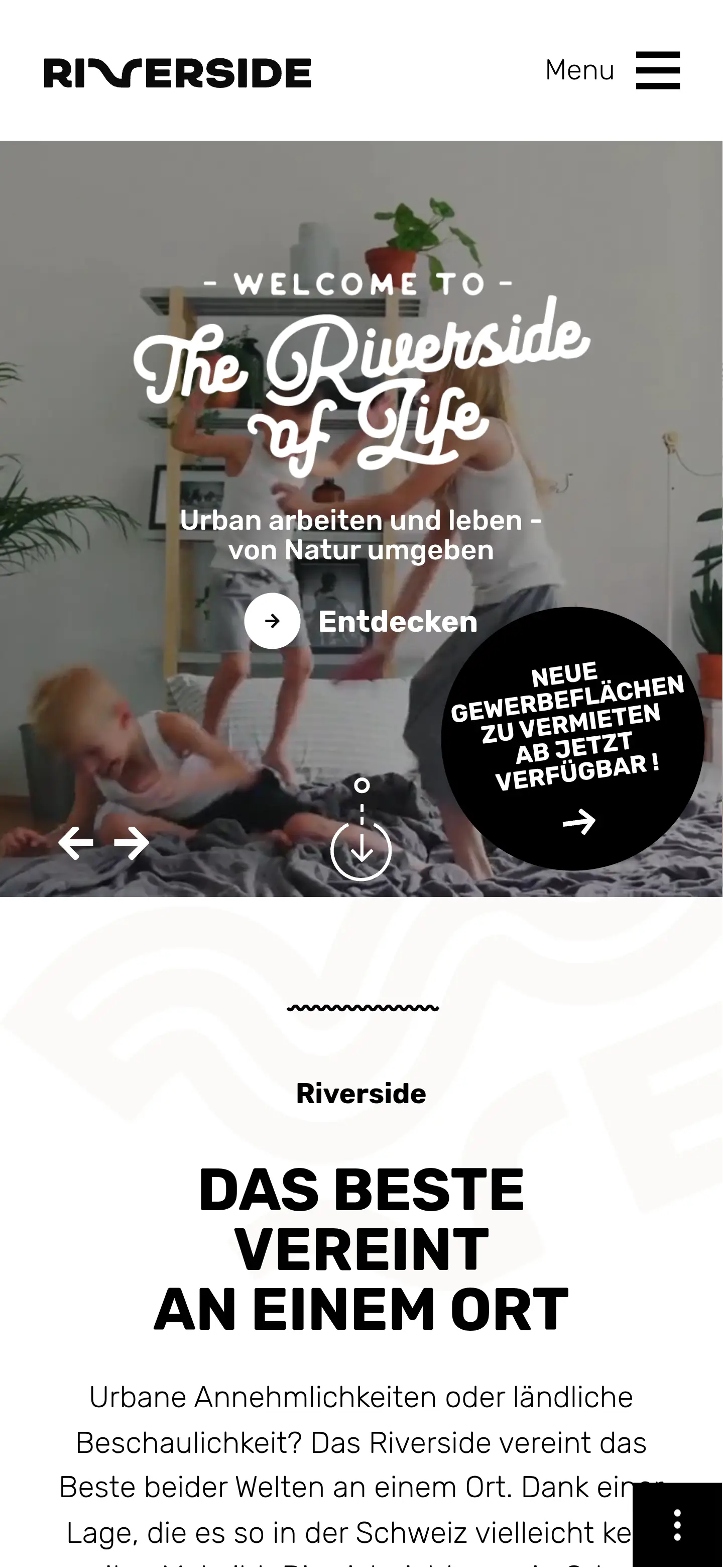 Riverside Zuchwil website on a phone